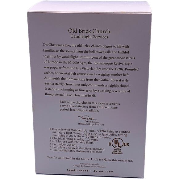 Hallmark Keepsake 2009 Candlelight Services #12 Old Brick Church Ornament in Box - Picture 2 of 8